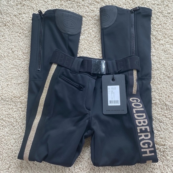 Goldbergh Cher Ski Pant in Black and Gold, US Size 4 NWT - Picture 1 of 8